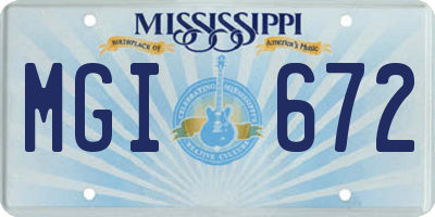 MS license plate MGI672