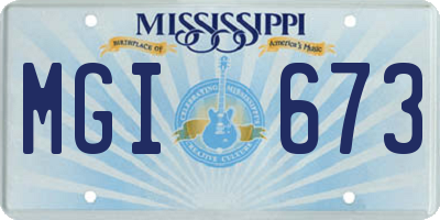 MS license plate MGI673