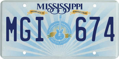 MS license plate MGI674