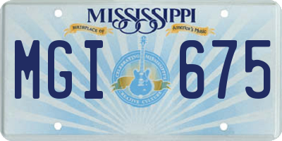 MS license plate MGI675