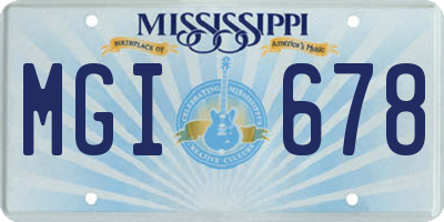 MS license plate MGI678