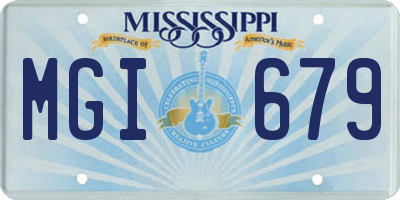 MS license plate MGI679
