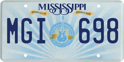 MS license plate MGI698