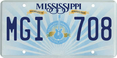 MS license plate MGI708