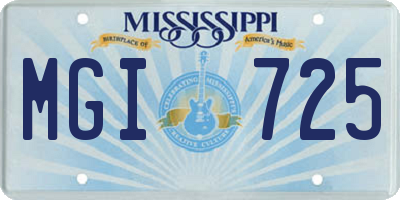 MS license plate MGI725