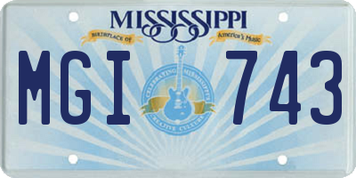 MS license plate MGI743