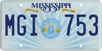 MS license plate MGI753