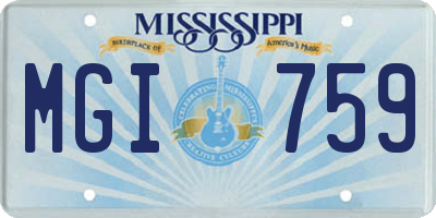 MS license plate MGI759