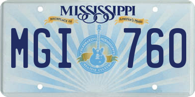 MS license plate MGI760
