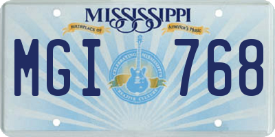 MS license plate MGI768