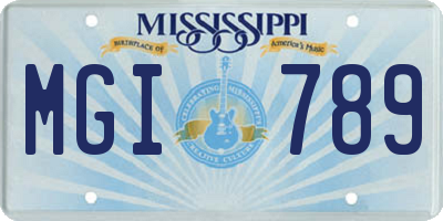 MS license plate MGI789