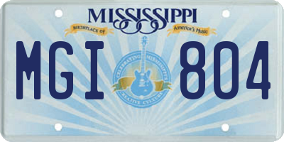 MS license plate MGI804