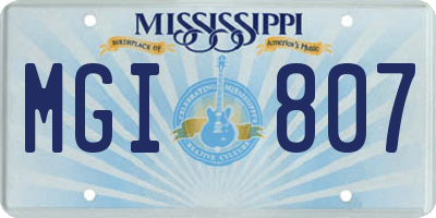 MS license plate MGI807