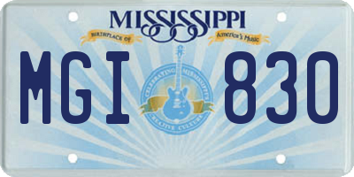 MS license plate MGI830
