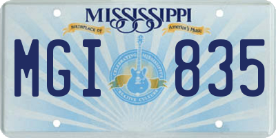 MS license plate MGI835