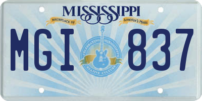 MS license plate MGI837
