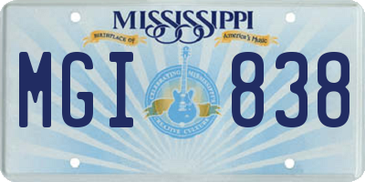 MS license plate MGI838
