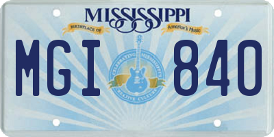 MS license plate MGI840