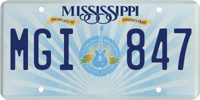 MS license plate MGI847