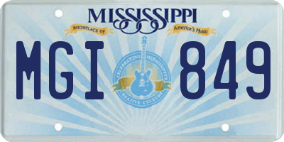 MS license plate MGI849