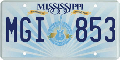 MS license plate MGI853