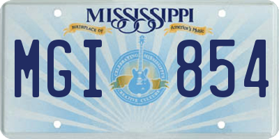 MS license plate MGI854