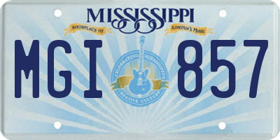 MS license plate MGI857