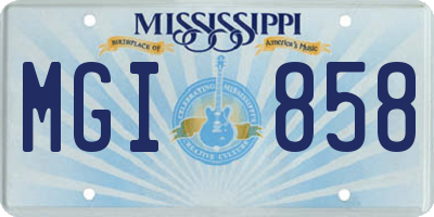 MS license plate MGI858