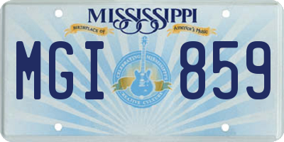 MS license plate MGI859