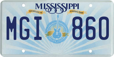 MS license plate MGI860