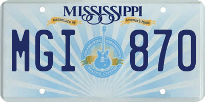 MS license plate MGI870