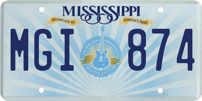 MS license plate MGI874