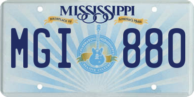 MS license plate MGI880