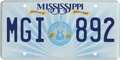 MS license plate MGI892