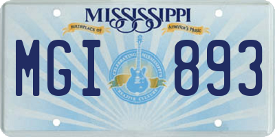 MS license plate MGI893