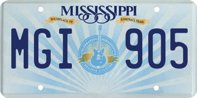 MS license plate MGI905