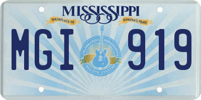MS license plate MGI919