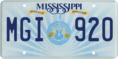 MS license plate MGI920