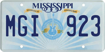 MS license plate MGI923