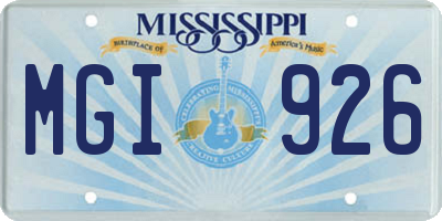 MS license plate MGI926