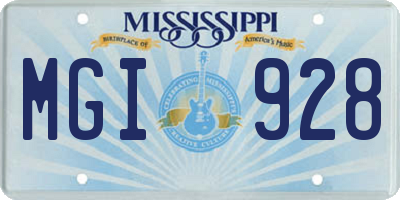 MS license plate MGI928