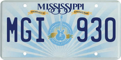 MS license plate MGI930