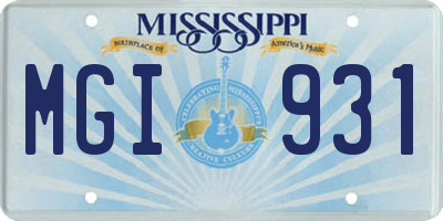 MS license plate MGI931
