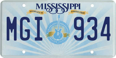MS license plate MGI934