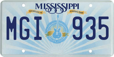 MS license plate MGI935