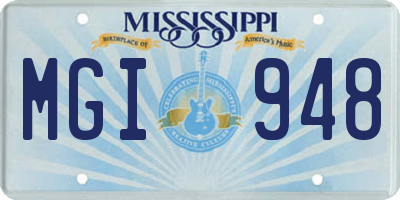 MS license plate MGI948