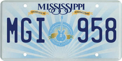 MS license plate MGI958
