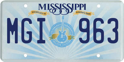 MS license plate MGI963