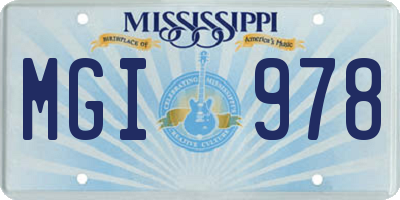 MS license plate MGI978