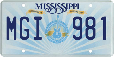 MS license plate MGI981